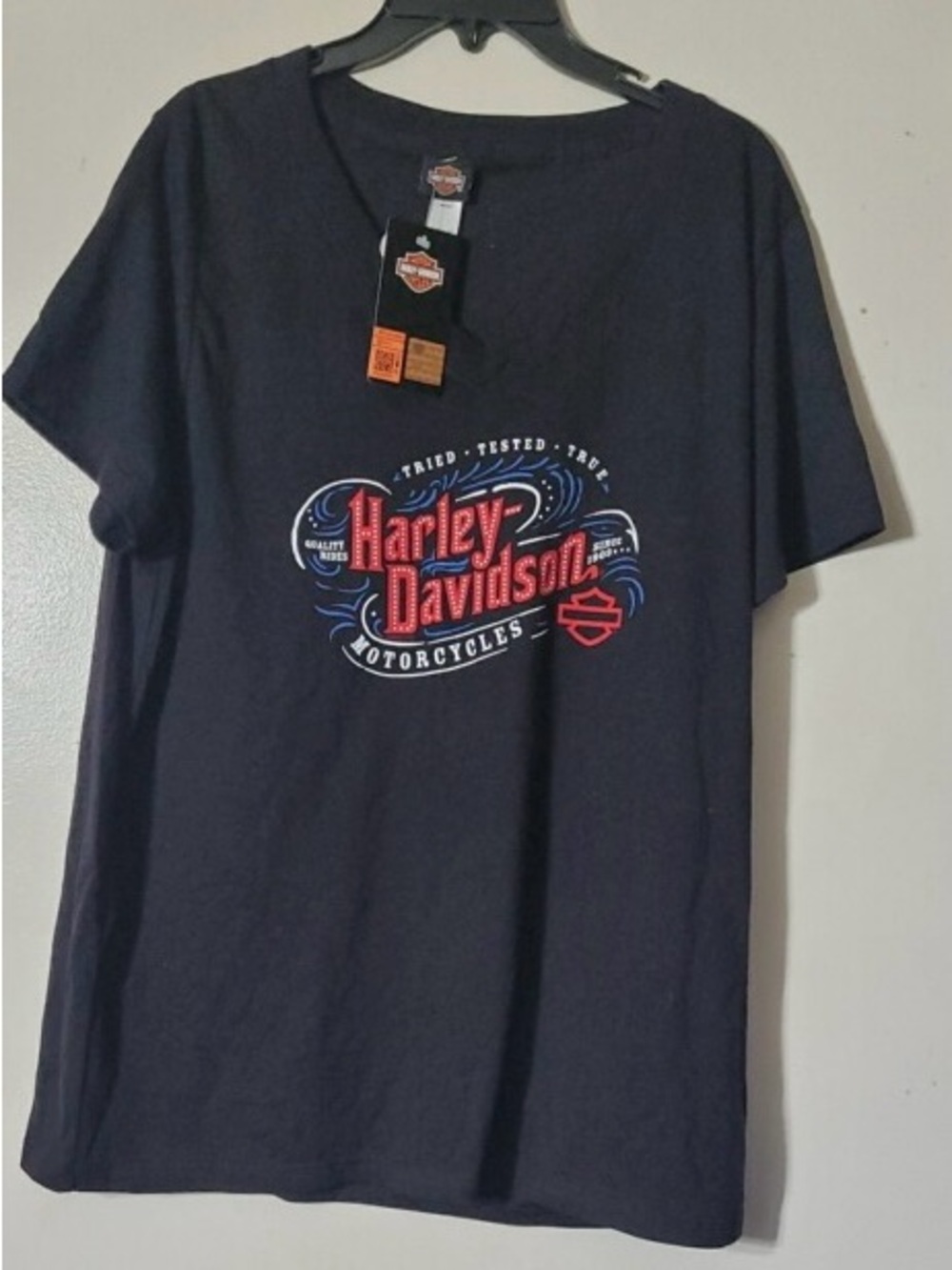 Harley‑Davidson Navy Short Sleeve Tee with Red Logo